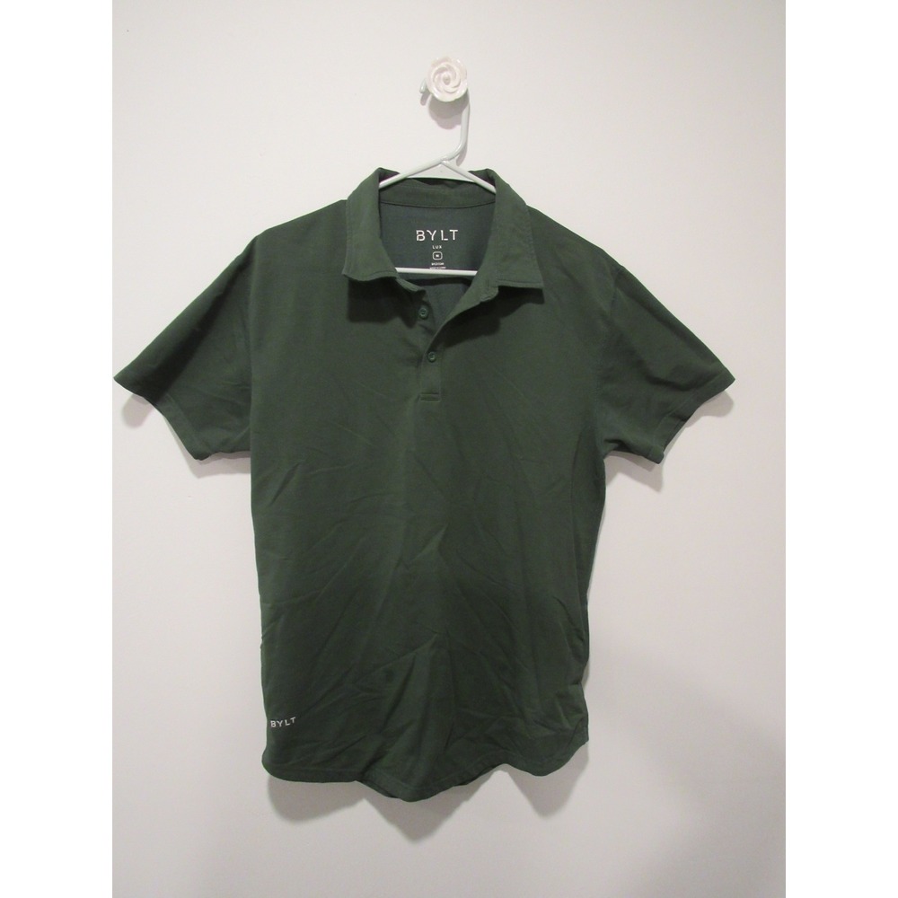 BYLT Lux Polo Shirt Mens Medium Green Short Sleeve Preppy Classic Tailored Fit